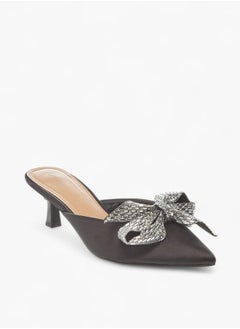 Celeste Womens Bow Embellished Slip-On Shoes With Kitten Heels Ramadan Collection  - Image 1