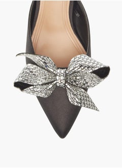 Celeste Womens Bow Embellished Slip-On Shoes With Kitten Heels Ramadan Collection  - Image 4