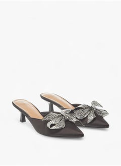 Celeste Womens Bow Embellished Slip-On Shoes With Kitten Heels Ramadan Collection  - Image 2