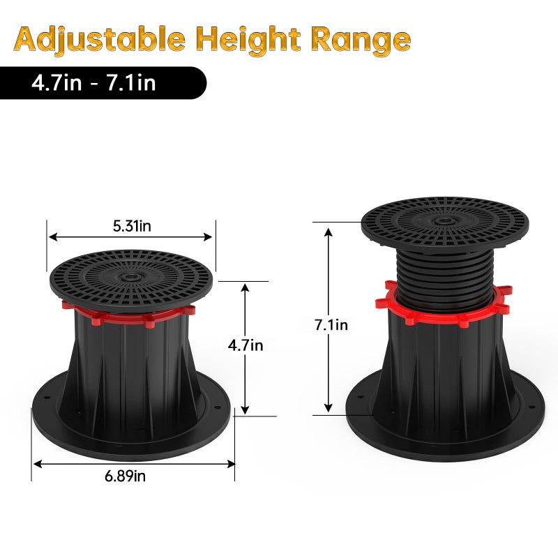 YanTuo 2 Pcs Adjustable Bed Frame Support Leg  Bed Frame Center Slats Heavy Support Leg  For King Bed  Sofa  Table  Furniture Cabinet Replacement Parts (4.7""-7.1"") - Image 2