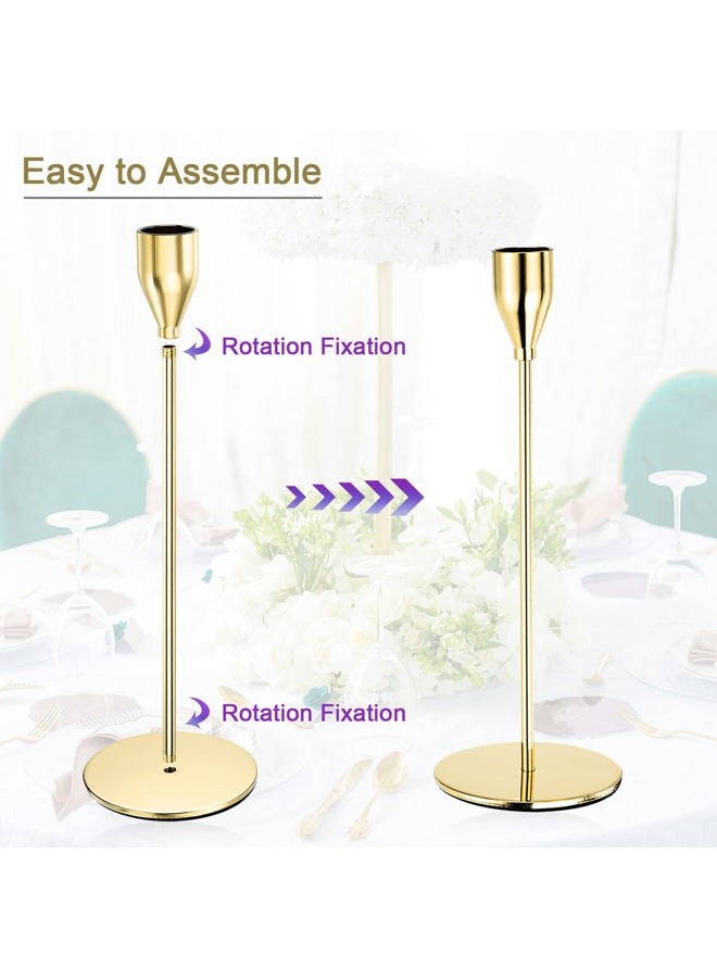 PATIKIL Bright Gold Candlestick Holder Set of 9, Taper Candle Holders Long Candle Holder Fits 3/4 Inch Candles for Halloween Christmas Decor Table Centerpiece Dinning Party - Image 4