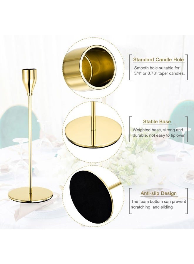 PATIKIL Bright Gold Candlestick Holder Set of 9, Taper Candle Holders Long Candle Holder Fits 3/4 Inch Candles for Halloween Christmas Decor Table Centerpiece Dinning Party - Image 3