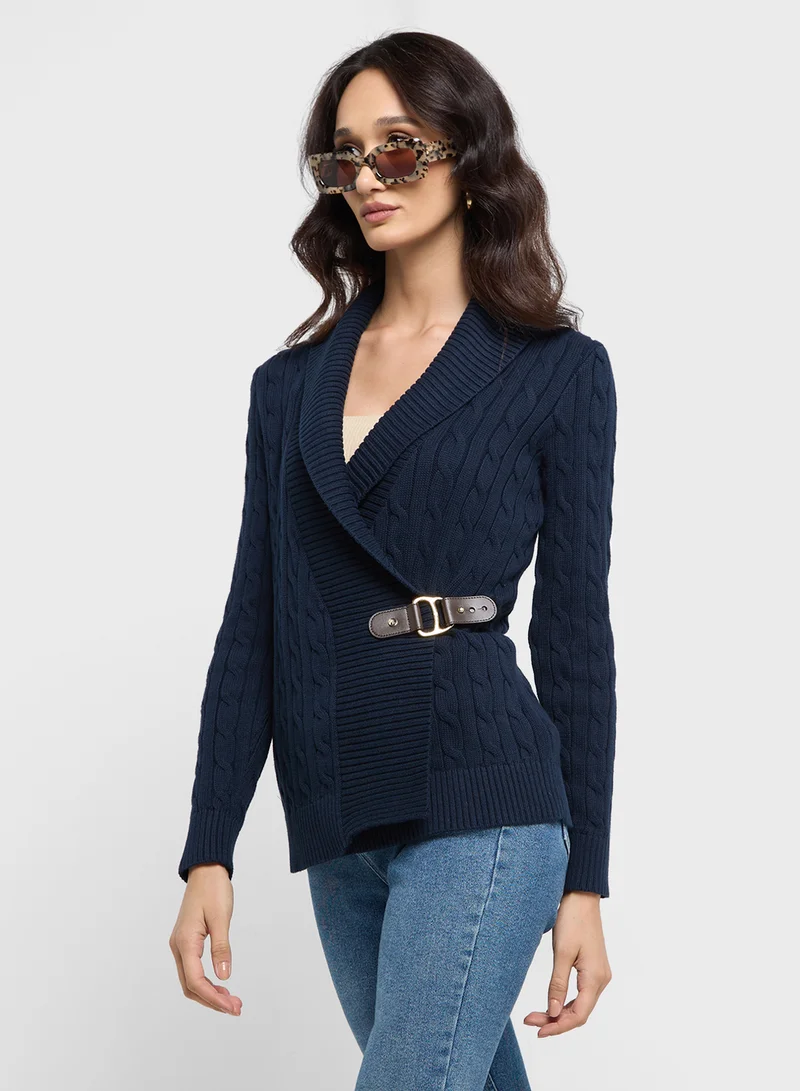 لورين رالف لورين Knitted Tie Detail Sweater