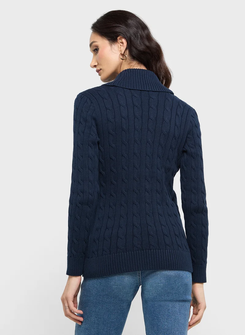 لورين رالف لورين Knitted Tie Detail Sweater