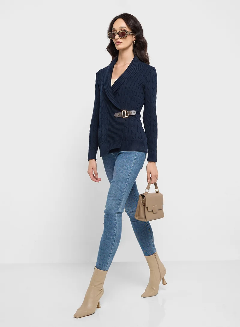 لورين رالف لورين Knitted Tie Detail Sweater