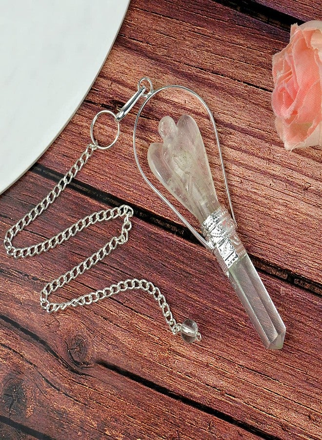 Crystu Natural Clear Quartz Dowser Pendulum Crystal Stone Angel Dowser Pendulum Dowsing for Healing Gemstones (Color : Clear) - Image 3