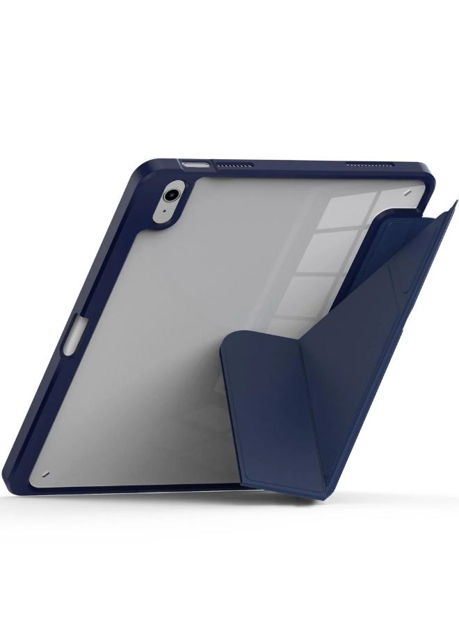 iPad 10th generation 10.9-inch 2022 case / iPad 10th generation (A16) 10.9-inch 2025 case with smart pencil holder, slim smart cover with stand and auto wake/sleep function, transparent / navy blue, iPad case, protective cover, iPad 10th generation case, iPad cover, premium iPad cover, iPad case, transparent iPad case with dark blue - Image 1