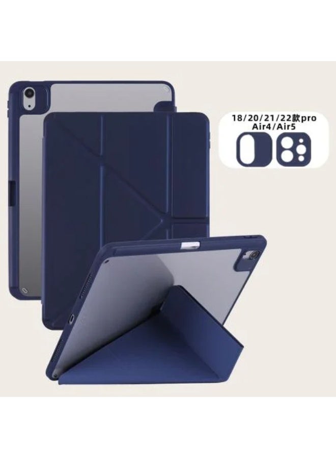 iPad 10th generation 10.9-inch 2022 case / iPad 10th generation (A16) 10.9-inch 2025 case with smart pencil holder, slim smart cover with stand and auto wake/sleep function, transparent / navy blue, iPad case, protective cover, iPad 10th generation case, iPad cover, premium iPad cover, iPad case, transparent iPad case with dark blue - Image 2