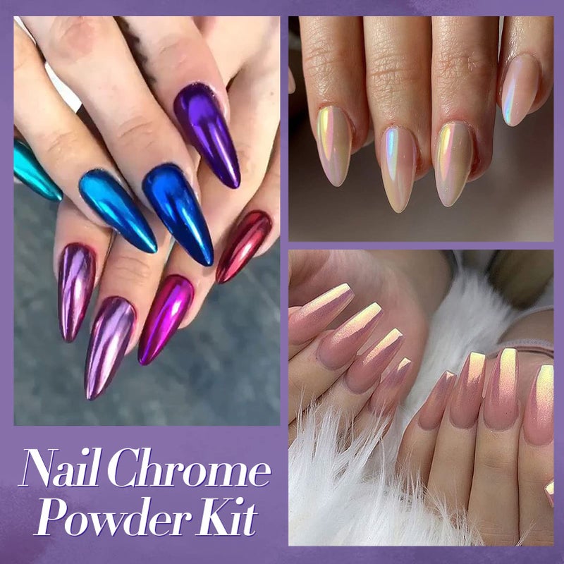 BORN PRETTY Chrome Powder Metallic Mirror Chameleon Nail Powder Auroras Mermaid Nail Powder Pigment for Nail Art Gel Polish Manicure Nail Art Decorations 9 Jars - Image 3