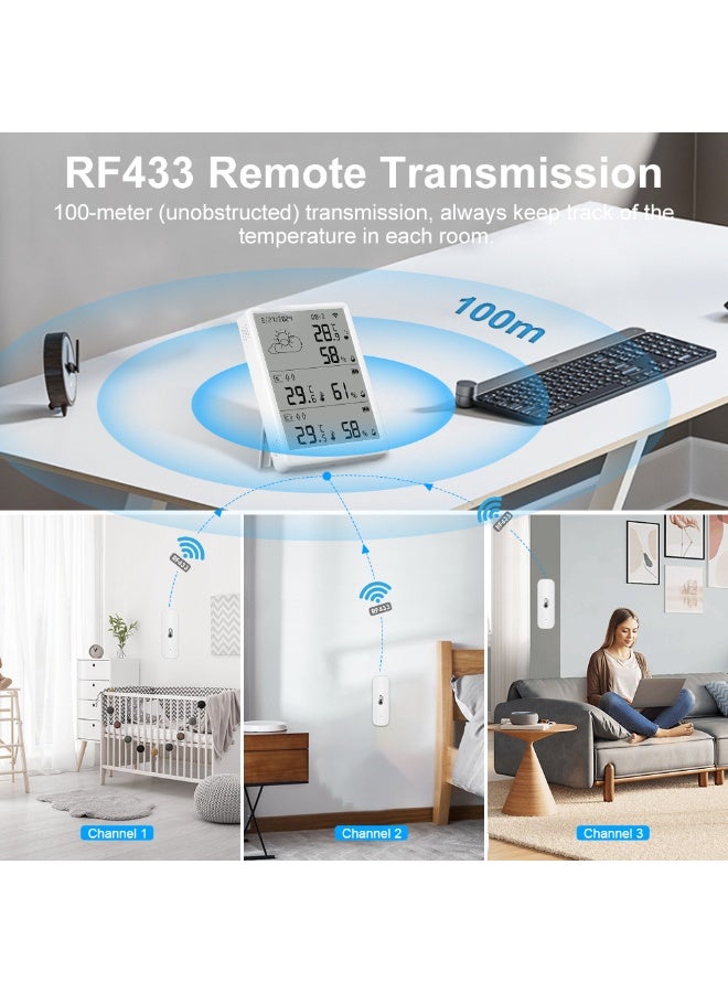 BlueFire Smart WiFi Weather Station with 10x 433MHz Sensors | 4.3" Display for Indoor/Outdoor Temperature & Humidity Monitoring | 3-Year Battery Life | Tuya Smart App Alerts & Real-Time Data for Home, Garden, Greenhouse - Image 4