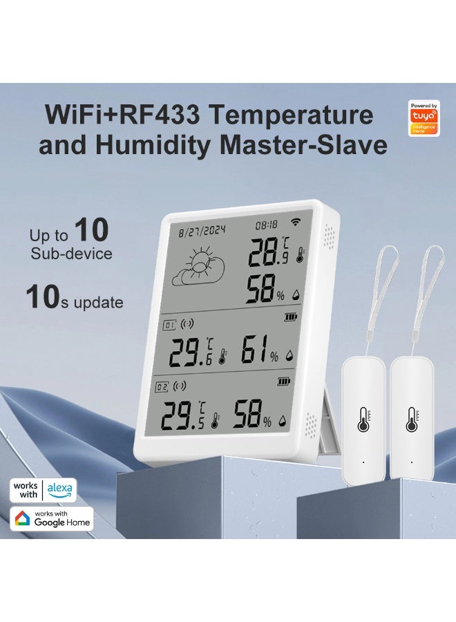 BlueFire Smart WiFi Weather Station with 10x 433MHz Sensors | 4.3" Display for Indoor/Outdoor Temperature & Humidity Monitoring | 3-Year Battery Life | Tuya Smart App Alerts & Real-Time Data for Home, Garden, Greenhouse - Image 2