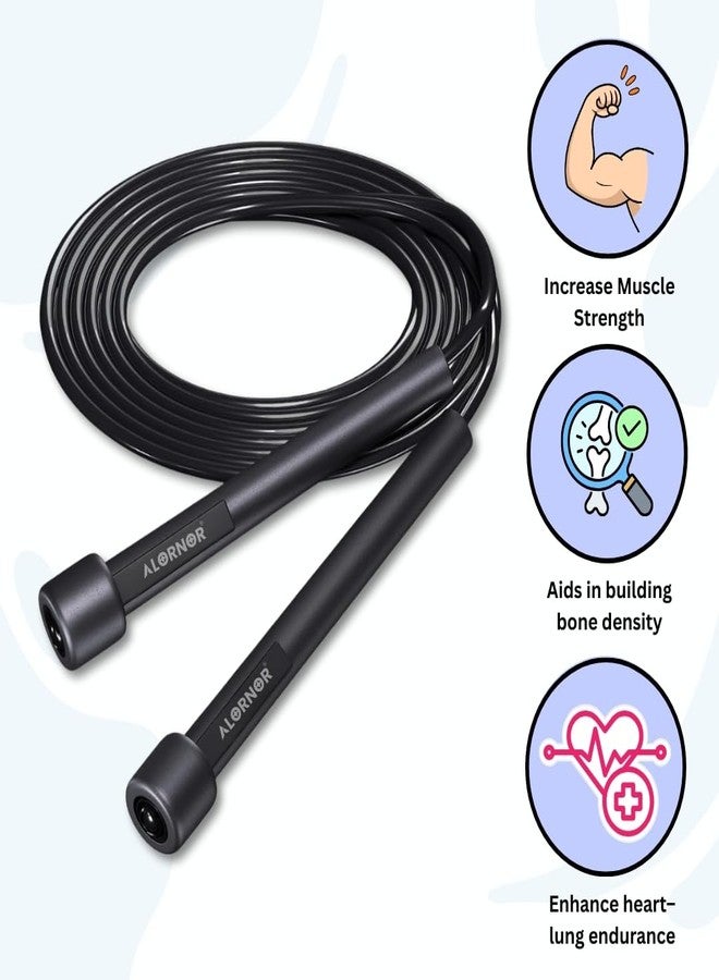 ALORNOR Skipping Rope for Men, Women and Children Jumping Rope With Adjustable Height Speed Skipping Rope for Exercise Workout, Gym, Sports, Fitness Adjustable Exercise Rope, Home Workouts. (Black) - Image 2