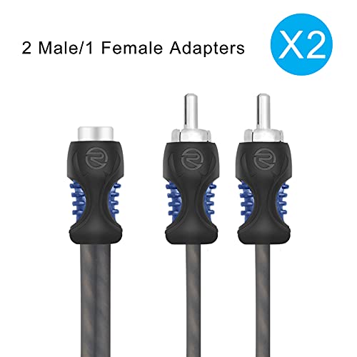 RECOIL R1F2M 99.99% Oxygen Free Copper 1 Female to 2 Male RCA Y Adapter Car Audio 1ft Splitter Connectors Twisted Pair with Noise Reduction 2 Pack - Image 4
