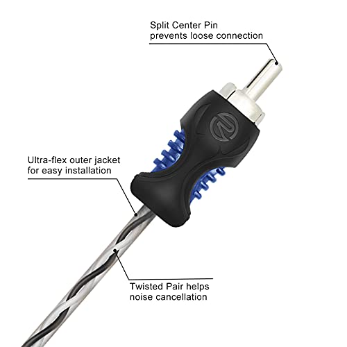 RECOIL R1F2M 99.99% Oxygen Free Copper 1 Female to 2 Male RCA Y Adapter Car Audio 1ft Splitter Connectors Twisted Pair with Noise Reduction 2 Pack - Image 3