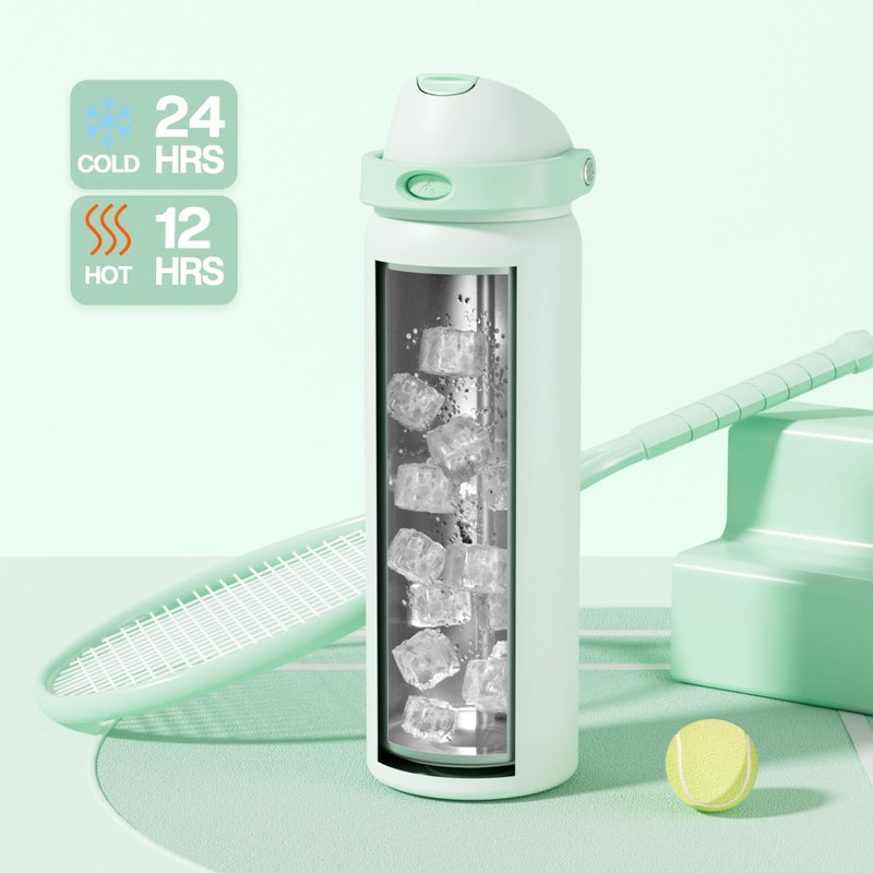 POWCAN 32 oz Sports Water Bottle for Workout: Spill Proof Lid with Straw, Double Walled, BPA-Free, Insulated Stainless Steel Flask for Camping, Hiking, Climbing, Travel, Outdoors (Mint Green) - Image 3