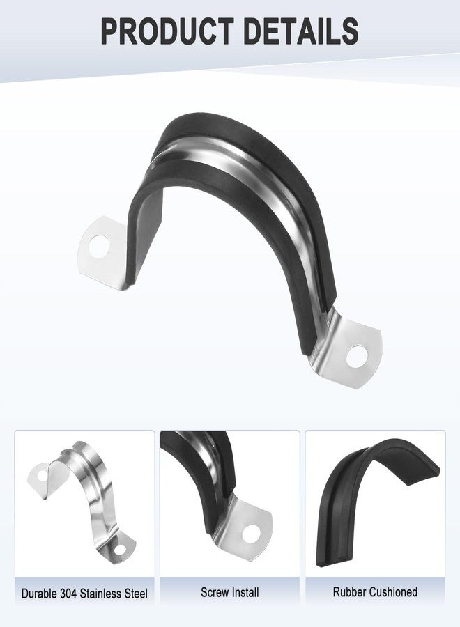 مجموعة مشابك كابلات M METERXITY، 6 قطع، 1-7/8 بوصة/48 مم، مشبك كابلات معزول مبطن بالمطاط من الفولاذ المقاوم للصدأ 304، حامل معدني على شكل حرف U لتركيب الأنابيب/الأسلاك/الأنابيب/الحلقات - Image 2
