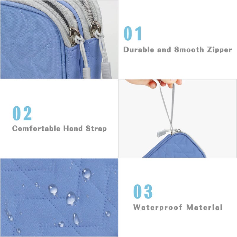 FYY Travel Cable Organizer Pouch Electronic Accessories Carry Case Portable Waterproof Double Layers All-in-One Storage Bag for Cord, Charger, Phone, Pattern Blue - Image 4