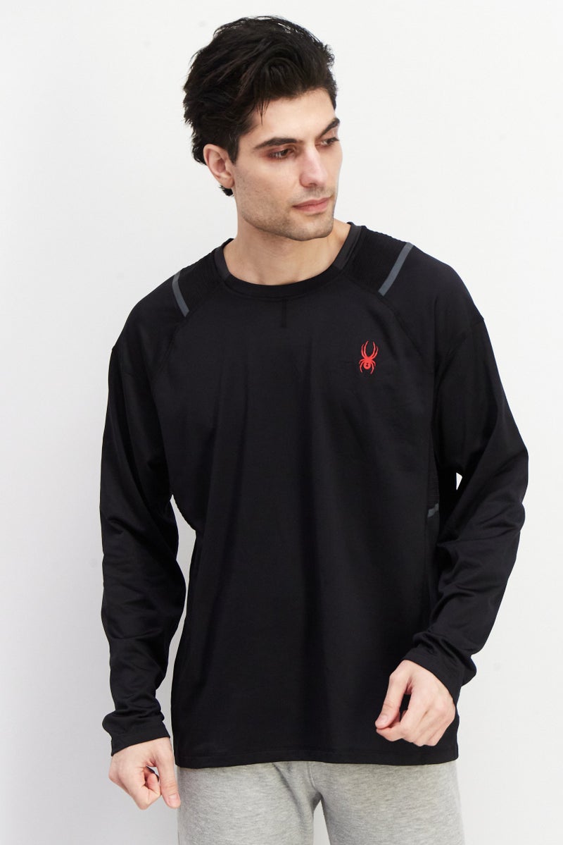 Spyder سويت شيرت رياضي للرجال بأكمام طويلة، أسود - Image 1