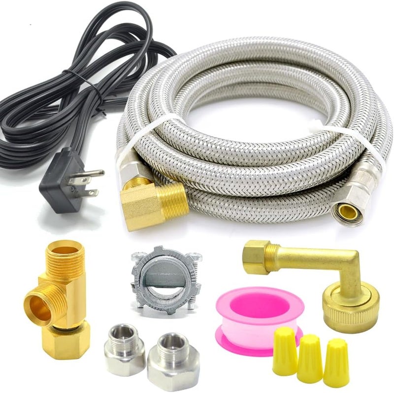 TT FLEX Universal Dishwasher Installation Kit,12 Ft Stainless Steel Dishwasher Hose,Burst Proof Water Supply Line with 3/8" Compression Connections - Image 1