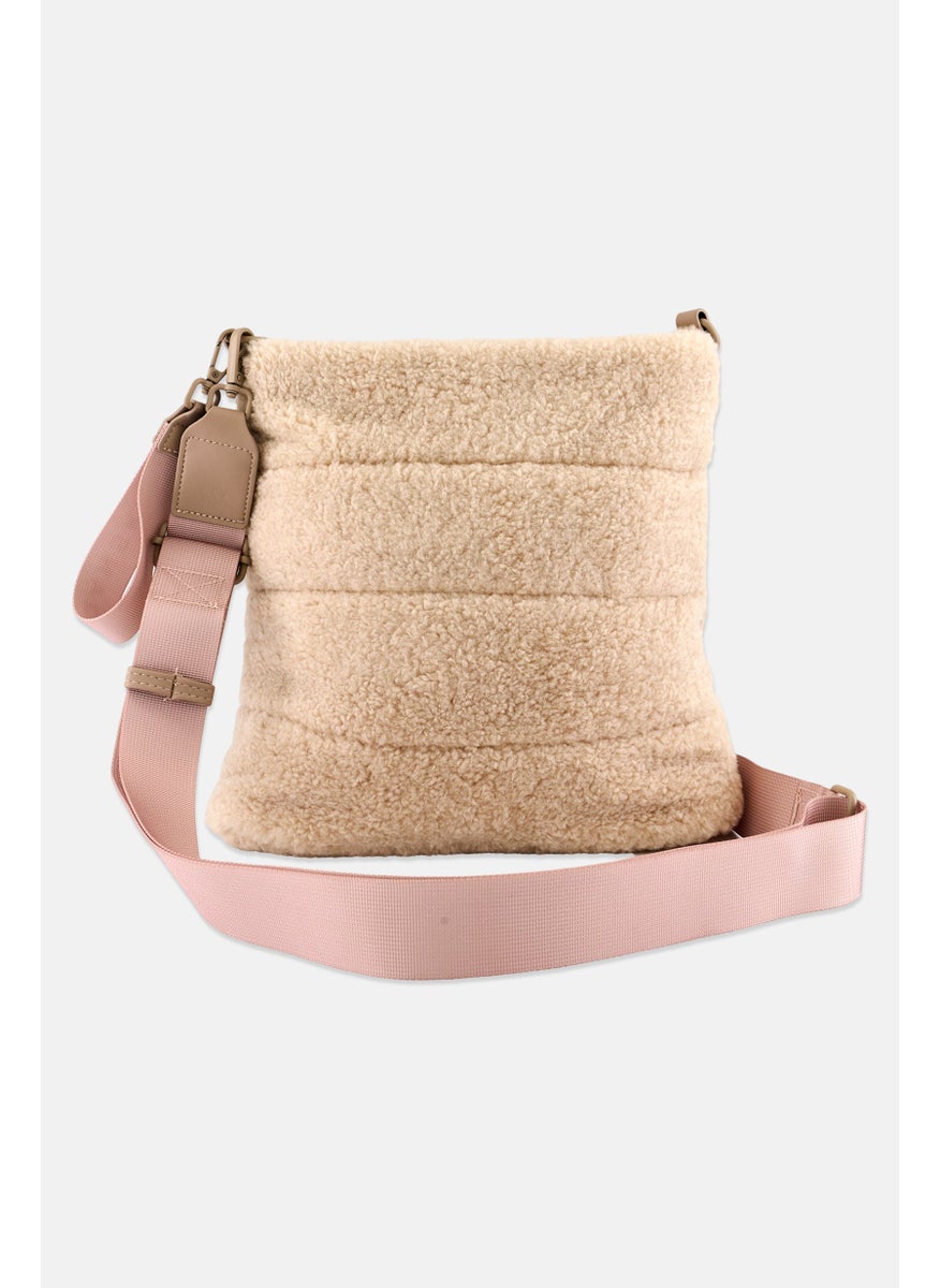 Danskin Women Faux Fur Cross Body Bag 25 H X 25 L x 8 W Cm, Cream  - Image 2