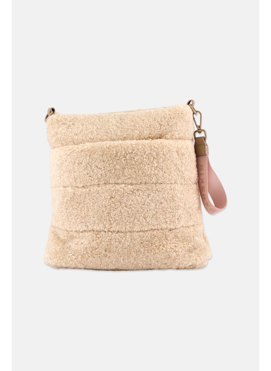 Danskin Women Faux Fur Cross Body Bag 25 H X 25 L x 8 W Cm, Cream  - Image 3