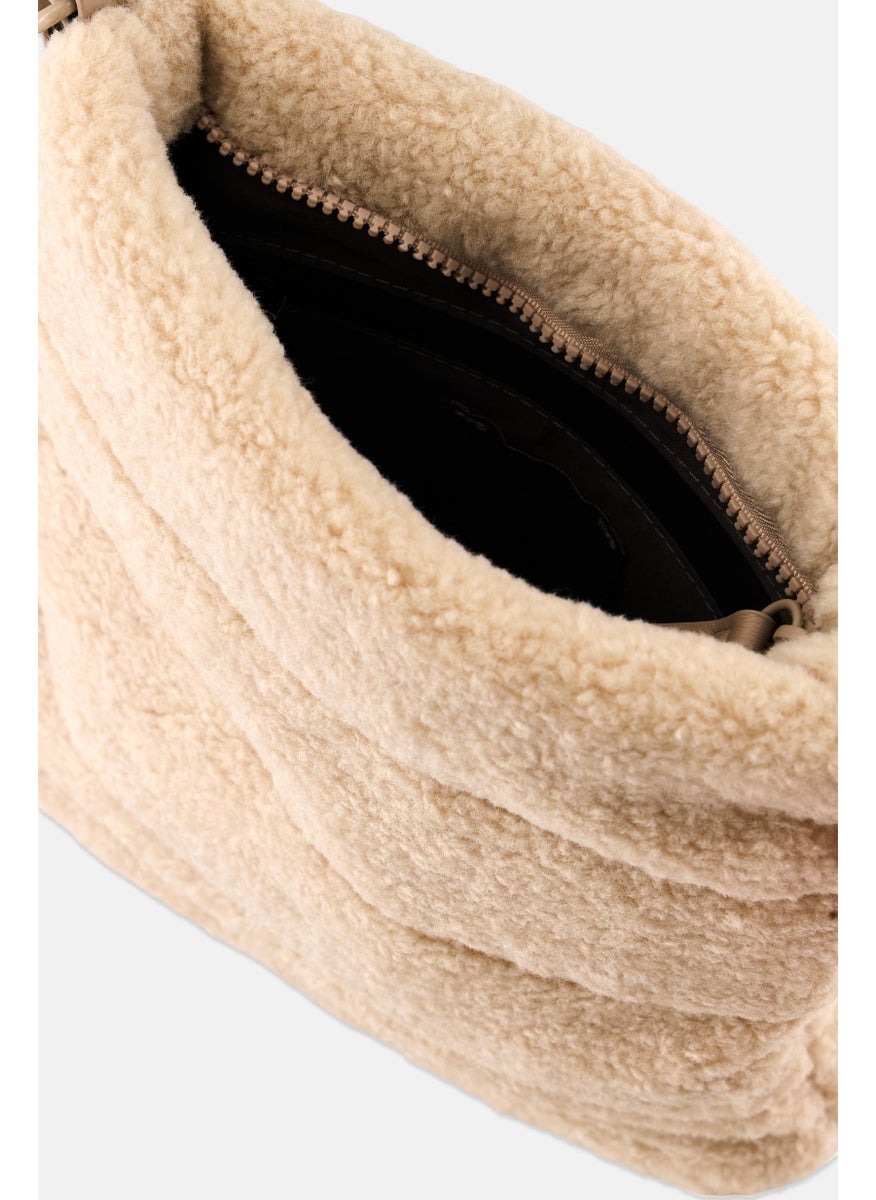 Danskin Women Faux Fur Cross Body Bag 25 H X 25 L x 8 W Cm, Cream  - Image 4