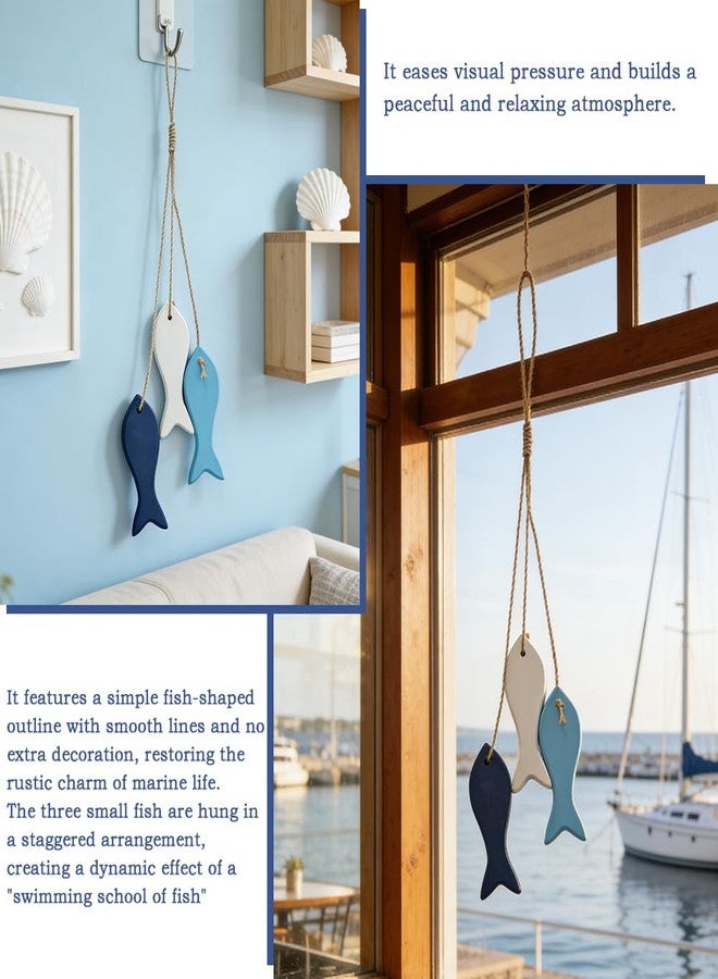 Liyujuping Hanging Coastal Wall Decor, Wooden Fish Wall Decor for Home, Nautical Theme Decorations for Ocean Room, Sea Fish Hanging Ornaments - Image 5