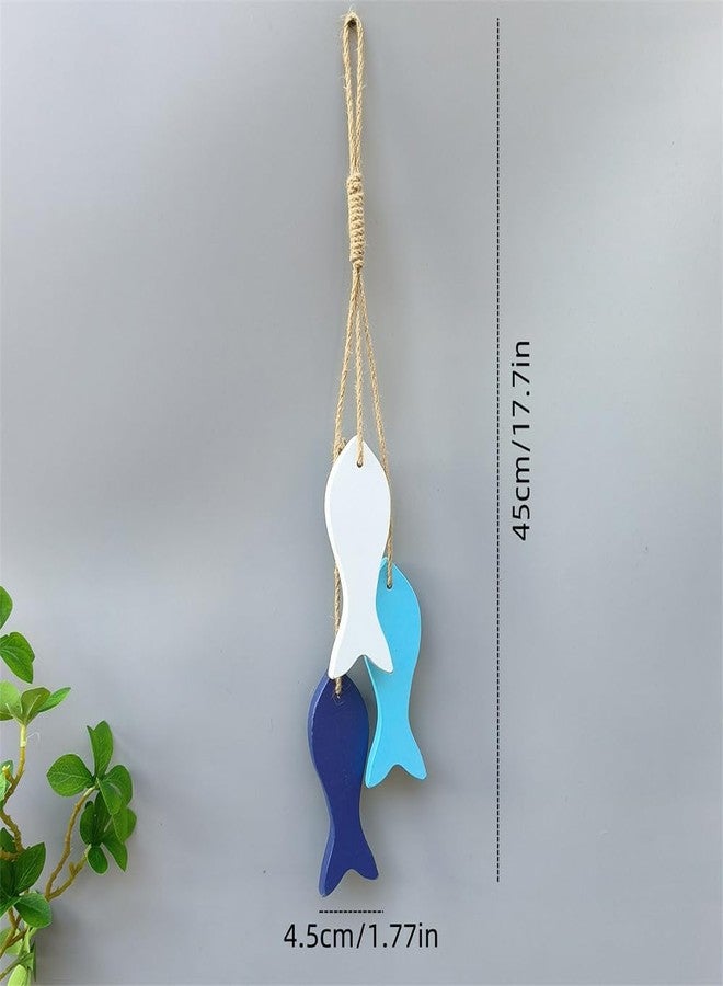 Liyujuping Hanging Coastal Wall Decor, Wooden Fish Wall Decor for Home, Nautical Theme Decorations for Ocean Room, Sea Fish Hanging Ornaments - Image 3