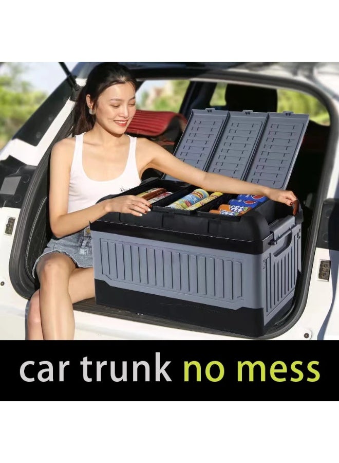موكوم صندوق تخزين قابل للطي مزدوج الاستخدام للسيارة والمنزل – سعة 75 لتر | منظم متعدد الوظائف للتخييم، السيارة، النزهات والمنزل | صندوق تخزين قابل للطي متين بسعة كبيرة مع تصميم مقوى بالأضلاع | مصنوع من مادة ABS عالية الجودة المقاومة للصدمات والخدوش | تصميم موفر للمساحة، صديق للبيئة، قوي التحمل (يتحمل أكثر من 300 جَـنْدًا) | مثالي لتنظيم الملابس، الأدوات، المأكولات، الألعاب، أدوات المطبخ والحديقة | تصميم عصري قابل للطي وسهل الحمل – متين، عملي، وأنيق! - Image 2