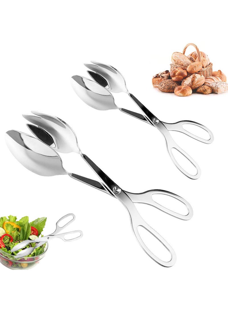Panxxsen 2 PACK Buffet TongsStainless Steel Salad TongsServing Tongs for Home KitchenCakeBreadCateringPartyBarbecueSeafoodFrying10Inch and 8Inch 