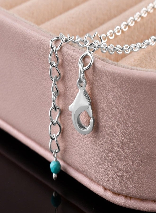 Yanara سوار كاحل يانارا التركواز للنساء، حجر الميلاد الطبيعي، خرز الأحجار الكريمة، سوار كاحل يدوي دقيق 9"+1.25" بوصة، كرات 3 مم، بلورات طاقة الشاكرات، سلسلة مطلية بالفضة - Image 3