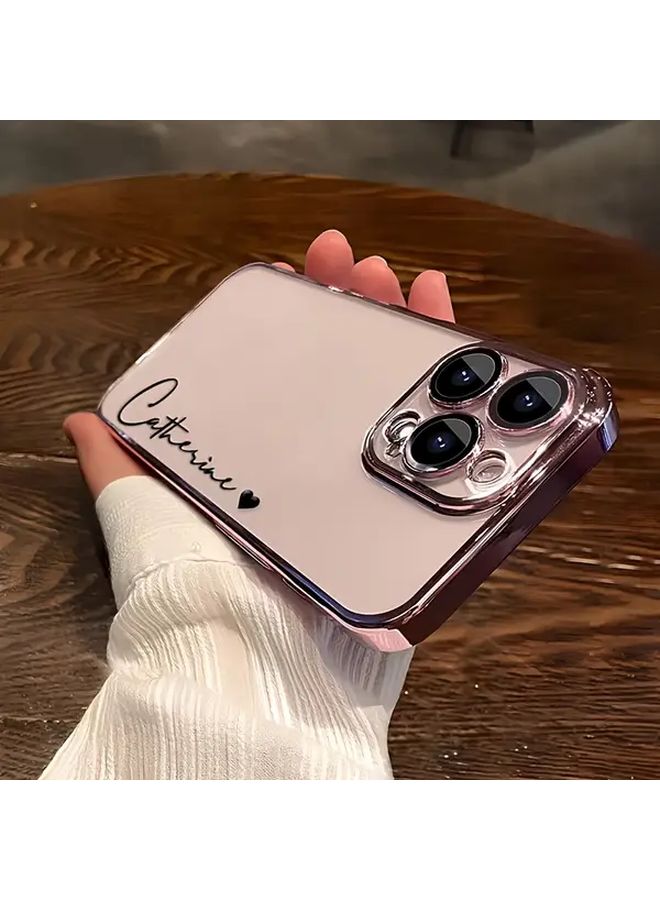 غطاء هاتف روز جولدن شفاف ناعم من TPU لـ iPhone 16 Pro Max مع حماية للعدسة - Image 1