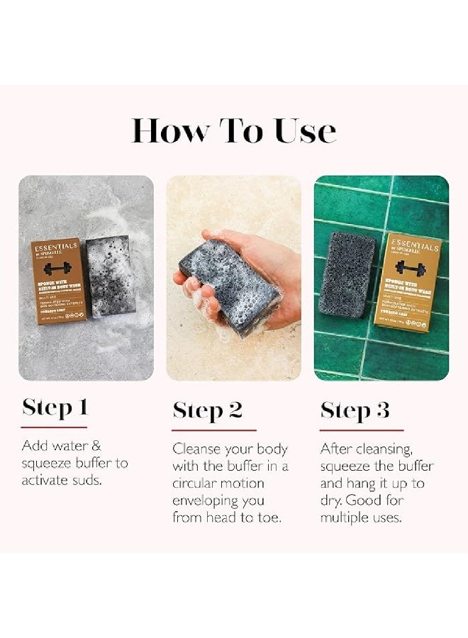 SPONGELLÉ Essentials By Spongelle Men's Tobacco Leaf Body Wash Infused Buffer 70 g (Multi Use) - Image 4