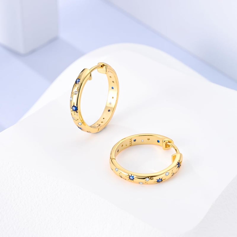 NARMO 925 Sterling Silver Hoop Earrings for Women Gold Moon Hoop Earrings - Image 2