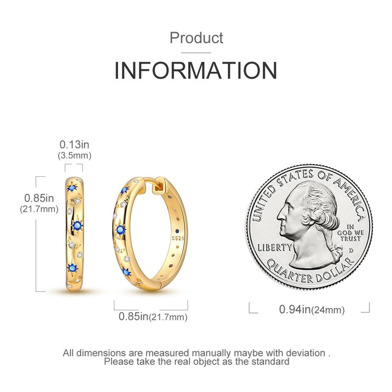 NARMO 925 Sterling Silver Hoop Earrings for Women Gold Moon Hoop Earrings - Image 3
