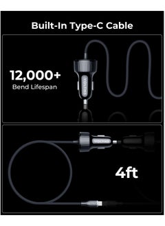 VOLTME Dual USB-C Car Charger PD 52.5W, Fast Charging with Built-in (4ft) Type-C Cable & USB-A QC Port, V-Dynamic Technology 3.0. USB PD Charger for MacBook Air, iPhone 16 Pro/16 Pro Max/16/15/14/13/12, Galaxy S24/S23/S22/S21, iPad Pro 6/Air 5, and More.  - Image 3