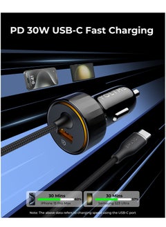 VOLTME Dual USB-C Car Charger PD 52.5W, Fast Charging with Built-in (4ft) Type-C Cable & USB-A QC Port, V-Dynamic Technology 3.0. USB PD Charger for MacBook Air, iPhone 16 Pro/16 Pro Max/16/15/14/13/12, Galaxy S24/S23/S22/S21, iPad Pro 6/Air 5, and More.  - Image 2