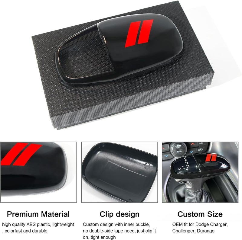 REMOCH غطاء رأس مقبض ناقل الحركة لإكسسوارات دودج تشارجر 2015-2023، تشالنجر 2015-2024، دورانجو 2016-2026، واقي داخلي من قشرة ABS للزخرفة والحماية (تزيين أحمر) - Image 4
