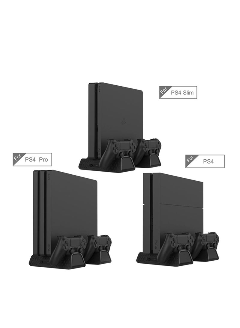 Multifunctional Cooling Vertical Stand compatible with PS4 PS4 Slim PS4 Pro Console Dual Controllers Charging Station w/3 fans 2 USB Ports 12 Gaming Discs Slot - Image 4