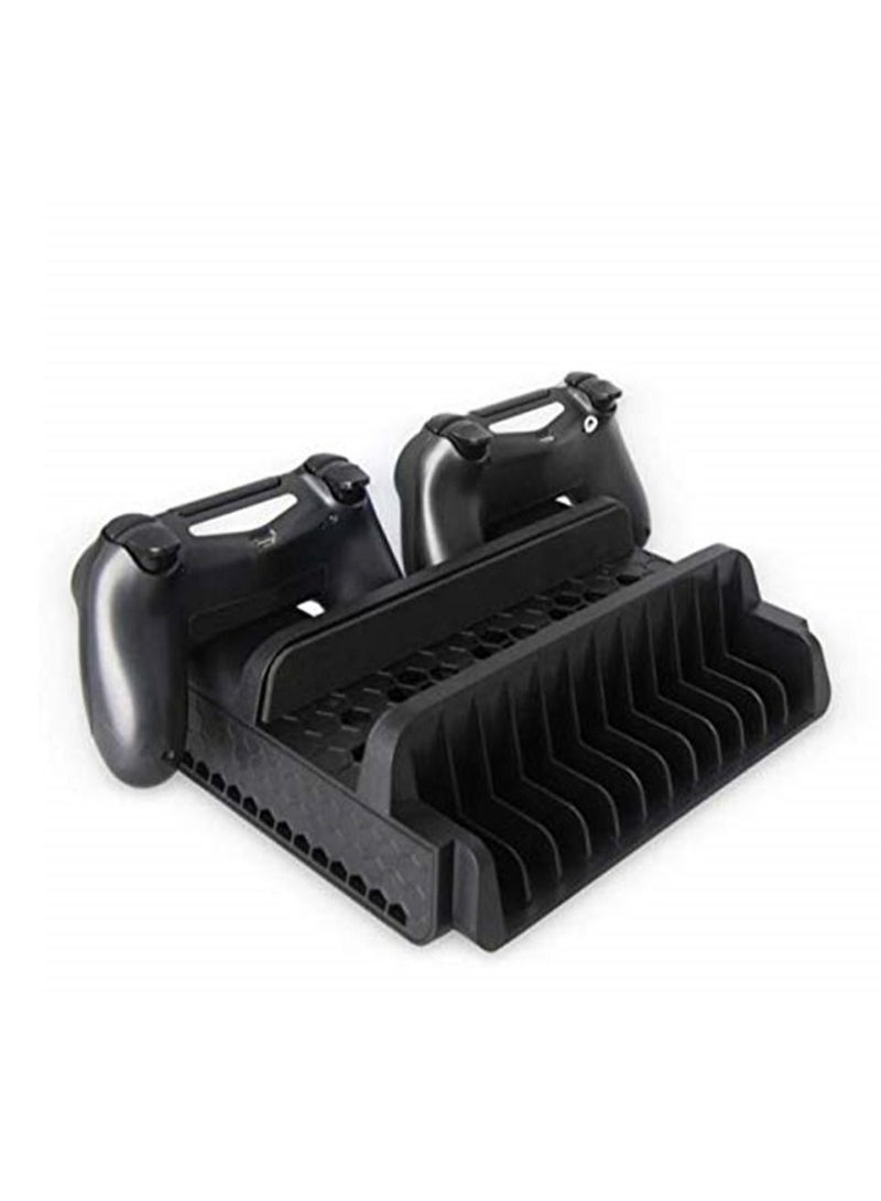 Multifunctional Cooling Vertical Stand compatible with PS4 PS4 Slim PS4 Pro Console Dual Controllers Charging Station w/3 fans 2 USB Ports 12 Gaming Discs Slot - Image 3