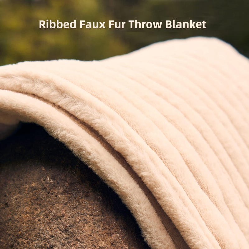 GOTCOZY Electric Blanket Heated Throw 50''X60''- Ribbed Faux Fur Heated Blanket with 4 Heating Level & 3 Hour Auto Off Heating Blanket, ETL&FCC Certified Machine Washable(Eggnog) - Image 3