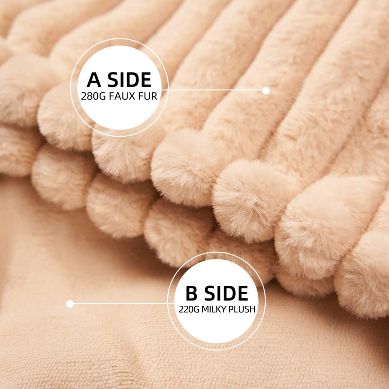 GOTCOZY Electric Blanket Heated Throw 50''X60''- Ribbed Faux Fur Heated Blanket with 4 Heating Level & 3 Hour Auto Off Heating Blanket, ETL&FCC Certified Machine Washable(Eggnog) - Image 2