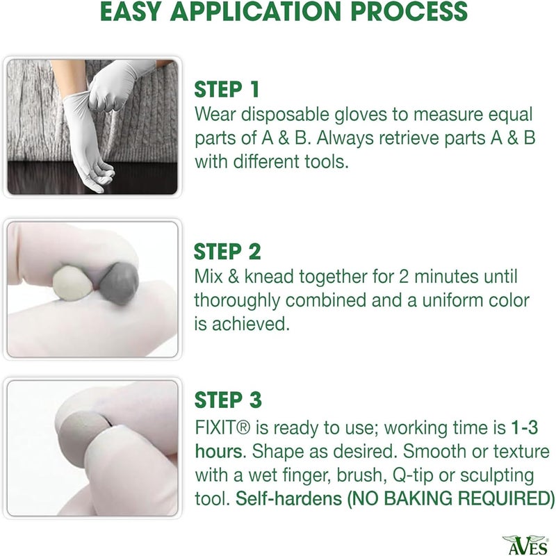 Aves Fixit Sculpt - 2 Part Air Hardening Epoxy Modeling & Repair Compound (A & B) - 1 lb, Durable Self Dry Clay for Sculpting, Repairs, Waterproof, Adhesive & Easy to Use - Canvas (Sand Like Color) - Image 3