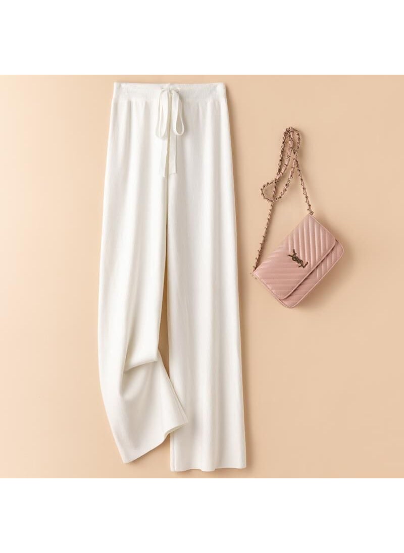 Generic - High Waist Knit Palazzo Pants 2024 Light gray - Image 1