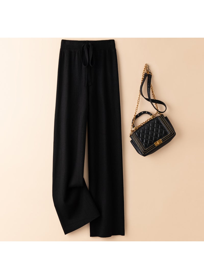 Generic - High Waist Knit Palazzo Pants 2024 Light gray - Image 1