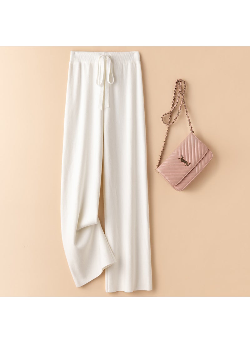 Generic - High Waist Knit Palazzo Pants 2024 Light gray - Image 1
