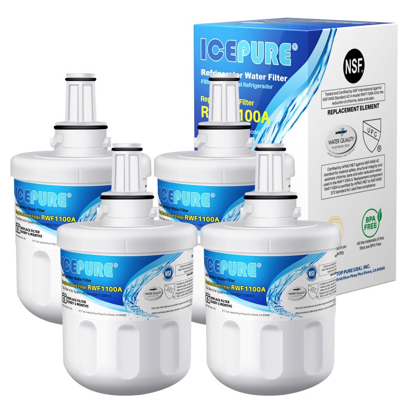 ICEPURE استبدال فلتر مياه الثلاجة Icepure Da29-00003G لهاتف Samsung Da29-00003G Da29-00003B Rsg257Aars Rfg237Aars Aqua-Pure Plus Hafcu1 Rfg297Aars Rs22Hdhpnsr Wss-1 Rwf1100A 4 عبوات - Image 1