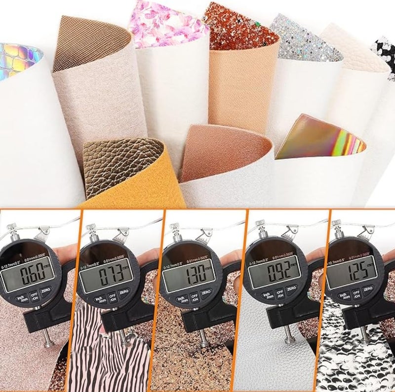 LOTOFUN 30 Pieces Random Colors Faux Leather Sheets 8X 6Inch Multiple Styles Mixed Glitter Grain Texture Embossed Pattern Printed Colored Leather for Earrings Making Hair Bow and Crafts DIY - Image 5