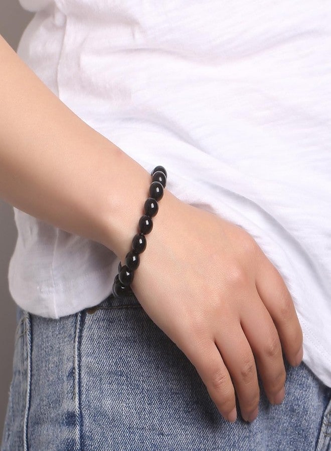 EDMIRIA Original AAA Black Tourmaline Stone Bracelet For Both Men & Women | Reiki Crystal Healing Bracelet Help To Protect Against Negative Energy | 8mm Bead size for Yoga Reiki Meditation Feng Shui - Image 4