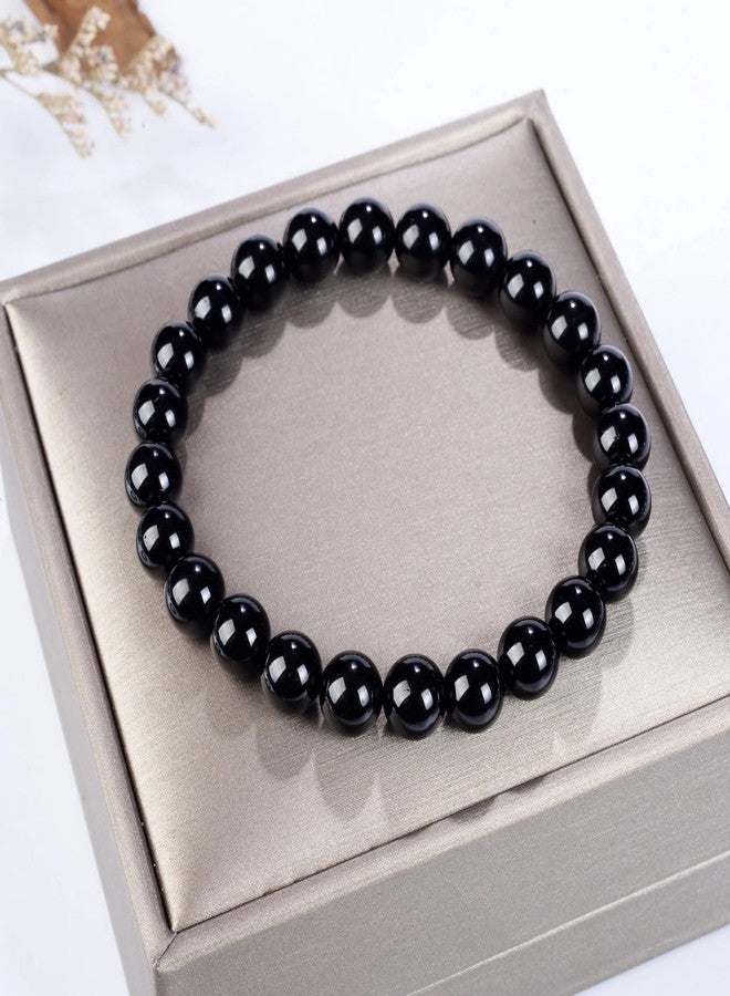 EDMIRIA Original AAA Black Tourmaline Stone Bracelet For Both Men & Women | Reiki Crystal Healing Bracelet Help To Protect Against Negative Energy | 8mm Bead size for Yoga Reiki Meditation Feng Shui - Image 5